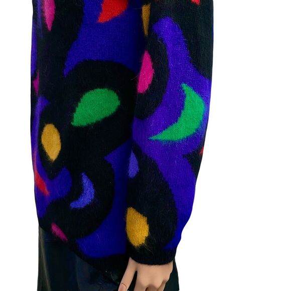 Rafaella Vtg Sweater Artsy Fuzzy Purple Angora Lambswool L 80’s Retro Rainbow - Picture 5 of 10